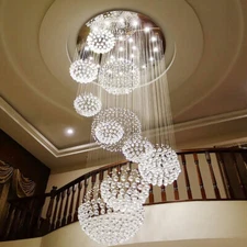 Crystal LED Chandelier Pendant Lamp Modern Luxury Rain Drop Spiral Ceiling Light
