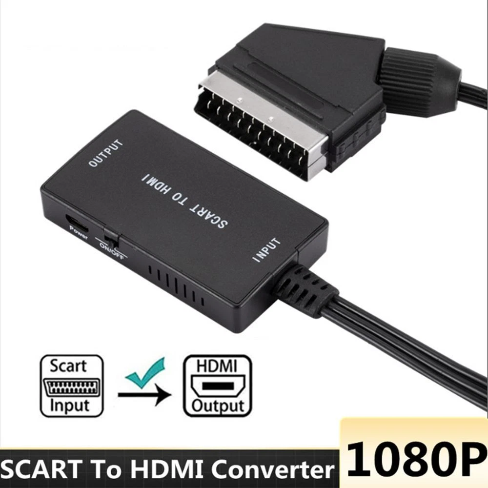 SCART a HDMI Adaptador de audio y video Conmutador Convertidor For