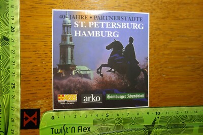 Alter Aufkleber Stadt HAMBURG 40 Jahre Partnerstädte ST. PETERSBURG ASB ARKO
