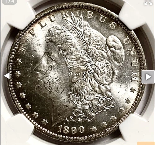 1890-O Morgan Silver Dollar  Champagne Peripheral Toning Great Look NGC MS63+