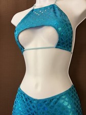 Handmade Halter Cut-out Mermaid Bikini Size Small Exotic Dance Outfit