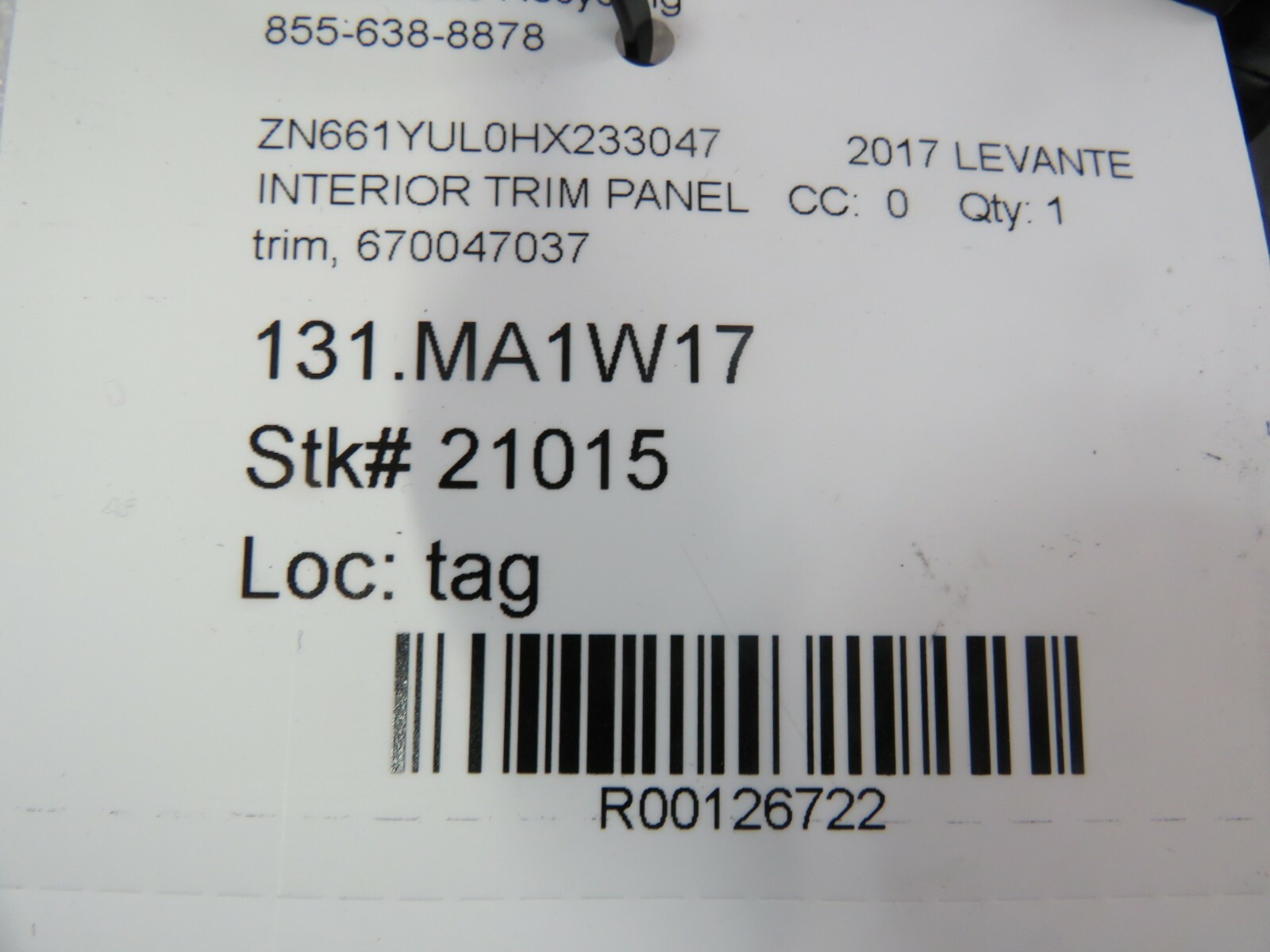 Maserati Levante, Trim Ring, Used, P/N 670047037