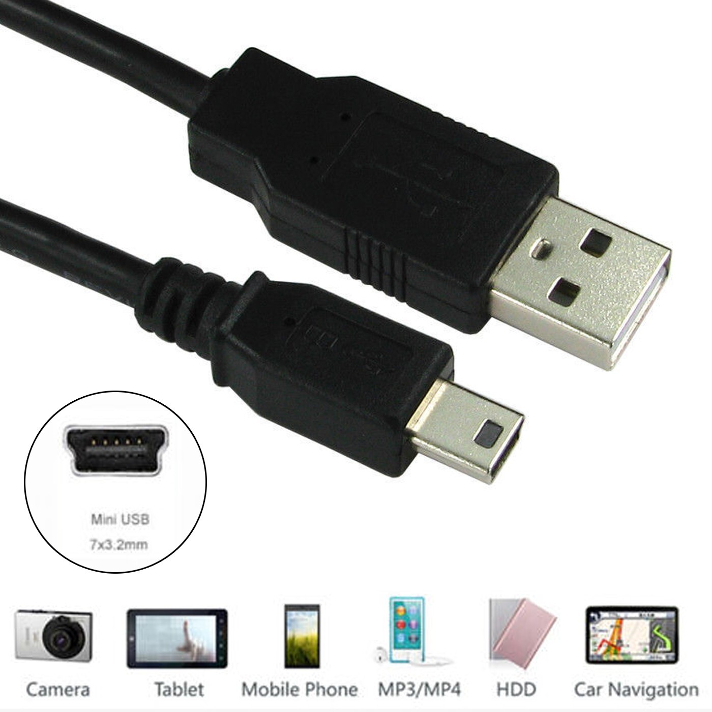 1m PSP PS3 Controller Charger Cable Lead Playstation 3 A to MINI B USB