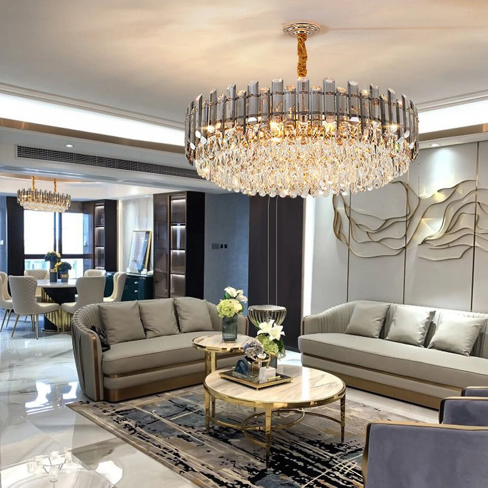 40/60/80cm Raindrop Crystal Chandelier Pendant Ceiling Light Restaurant Kitchen - Image 3 of 4