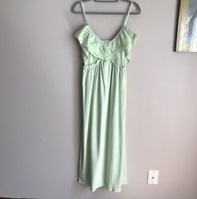 Zara Eyelet Ruffle Maxi /Midi  Dress Mint Green Cotton NWT
