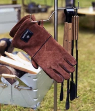 NEW Snow Peak Japan UG-023BR Fireside Glove Grilling Leather Takibi 8oz Large