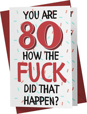 Funny 80Th Birthday Card for Men Women - Large 5.5X8.5 Inch 80 Years Old Birthda