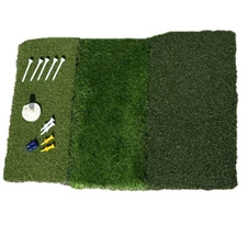 3-in-1 Golf Hitting Mat 24”x16” Tri-Turf Practice Turf Mat for Indoor & Outdoor
