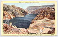 Boulder Dam Lake Mead in Black Canyon Vtg Postcard Project Bureau of Reclamation