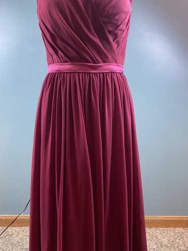 Women’s Size 8 Red Double V Formal Long Gown Chiffon Layered Zipper Bridesmaid - Picture 3 of 12