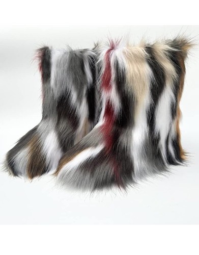 Winter Luxus Damen Flauschige Fell Schneestiefel Kunstfell Warme Schuhe Gr. 9 - Bild 2 von 5