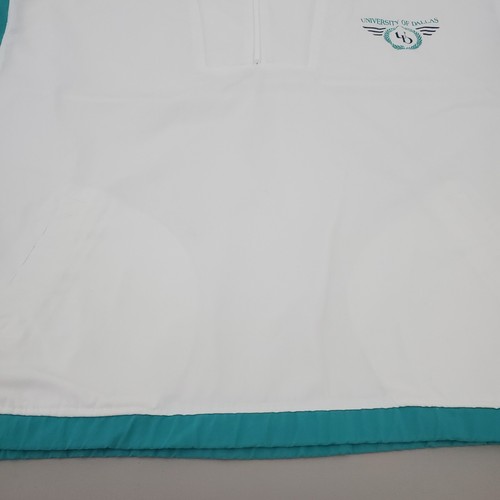 Vintage 90s University of Dallas XL Quarter Zip Pullover White Teal Windbreaker - Picture 12 of 23