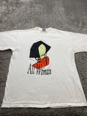 Vtg All Sport Shirt Adult 2XL White Graphic Proweight Short Sleeve Crewneck USA