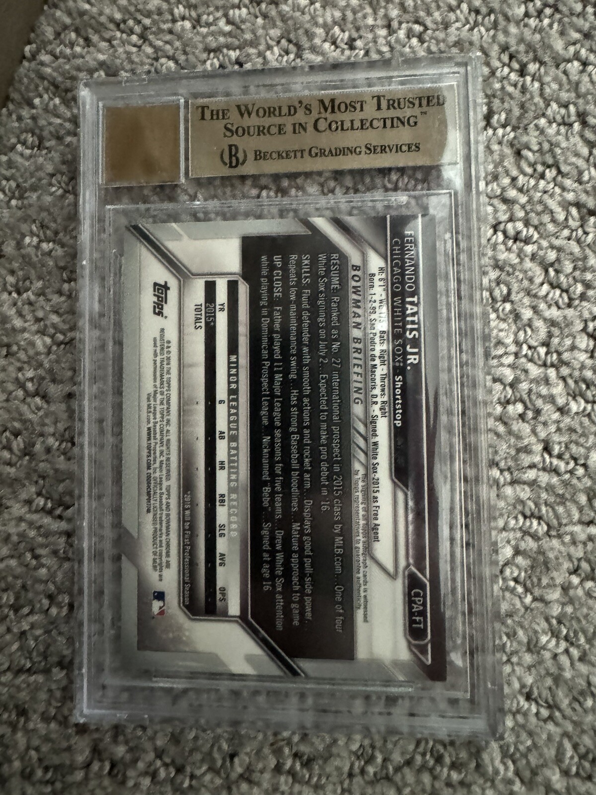 2016 1st Bowman Chrome Fernando Tatis Jr. Auto BGS 9.5 True Gem Mint 10 Padres view 2