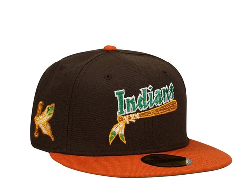 New Era Kinston Indians Chocolate Two Tone Throwback 59Fifty Fitted Hat 7 1/4