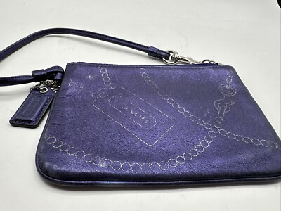 #ad #ad Coach Metallic Wristlet Purple Silver Jewel