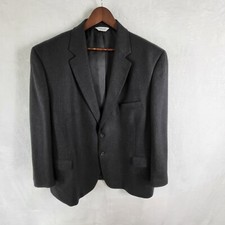Joseph  Feiss Blazer Mens 48R Sport Coat 2 Button 100 Lambwool Black Herribone