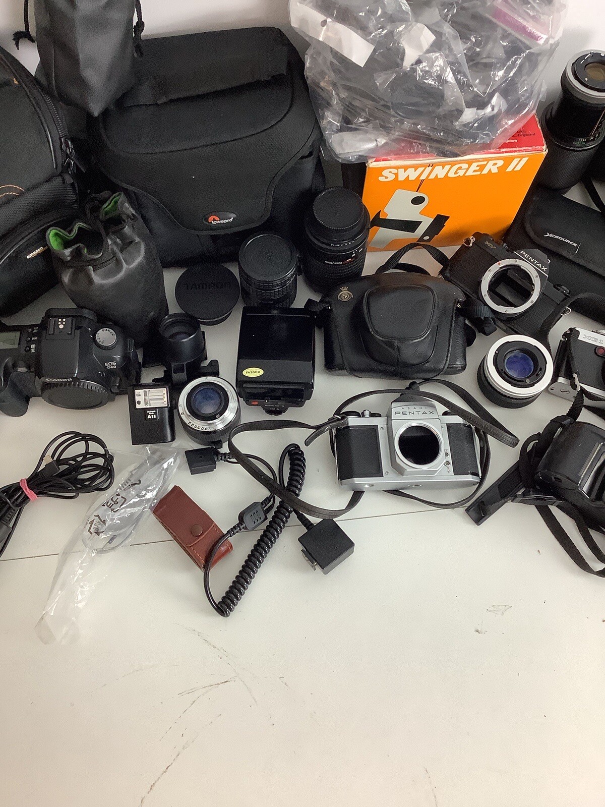 Camera Job Lot Bundle Film Cameras Lens Cases 16KG Lowepro Pentax etc