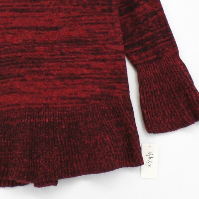 Pull Manches Cloche à Volants Style&Co - Rouge Marbré Taille XL | Coton Mélangé | Neuf Avec étiquettes
