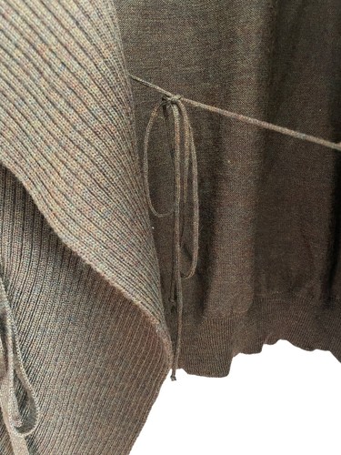 Vintage Jean Paul Gaultier Belt Tie 100% Wool Cardigan Sweater Size Medium Brown - 第 6/8 張圖片