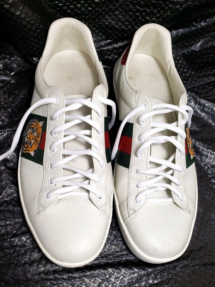 Gucci men Ace sneakers 8 1/2D White leather Tiger motif red Gucci men Ace sneakers 8 1/2D White leather Tiger motif red