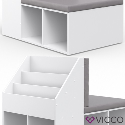 VICCO estantería infantil ONIX con banco de asiento 6 cajas plegables banco - Imagen 6 de 8