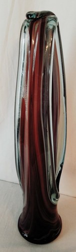 Vintage 1950s Murano Hand Blown Art Glass Purple Pink Stretch Basket Vase 17.75" - Picture 6 of 8