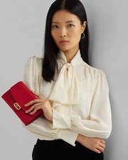 Lauren Ralph Lauren Leather Medium Adair Wallet Crossbody Red NO CROSSBODY STRAP