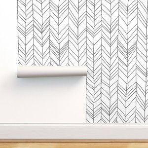Wallpaper Roll Chevron Modern Feather Geometric White ...