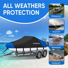 Trailerable Boat Cover V-Hull Runabout Pontoon Heavy Duty Dust UV Waterproof 1pc