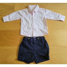 Baby Boy Dress Shirt and Shorts Outfit Set Size 9 To 12 Months