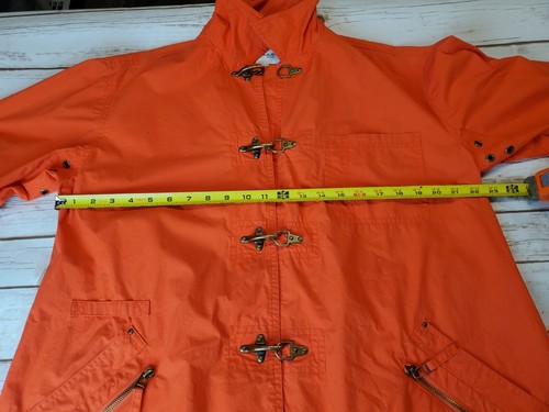 Emanuel Ungaro Womens P Oversized Trench Coat acket HEAVY GOLD Toggles orange - Picture 11 of 14