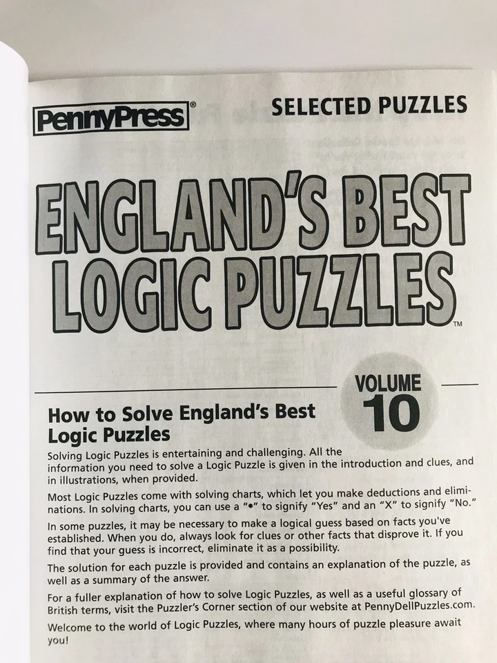 Lot of 2 ENGLAND'S BEST LOGIC PROBLEMS Dell Penny Press British Vol 9 10 Puzzles - Image 4 of 4