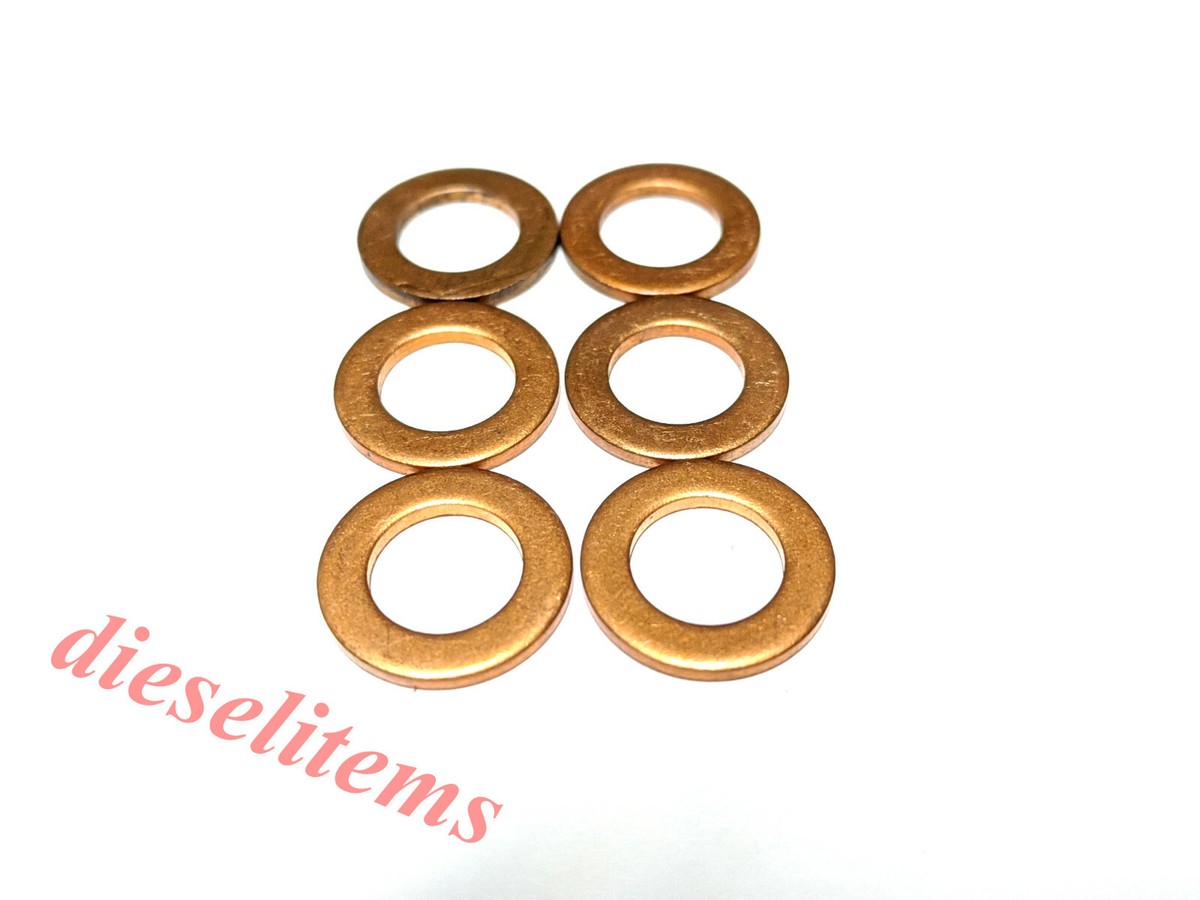6 Copper Injector Washers for 9mm Bosch Cummins 5.9L B-series