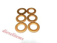 6 Copper Injector Washers for 9mm Bosch Cummins 5.9L B-series, Navi: I530, DT466