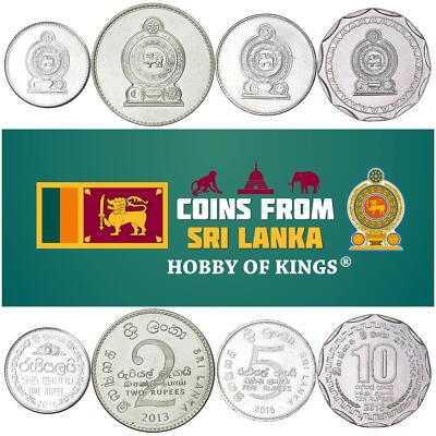 Sri Lankan 4 Coin Set 1 2 5 10 Rupees | Sri Lanka | 2013 - 2016