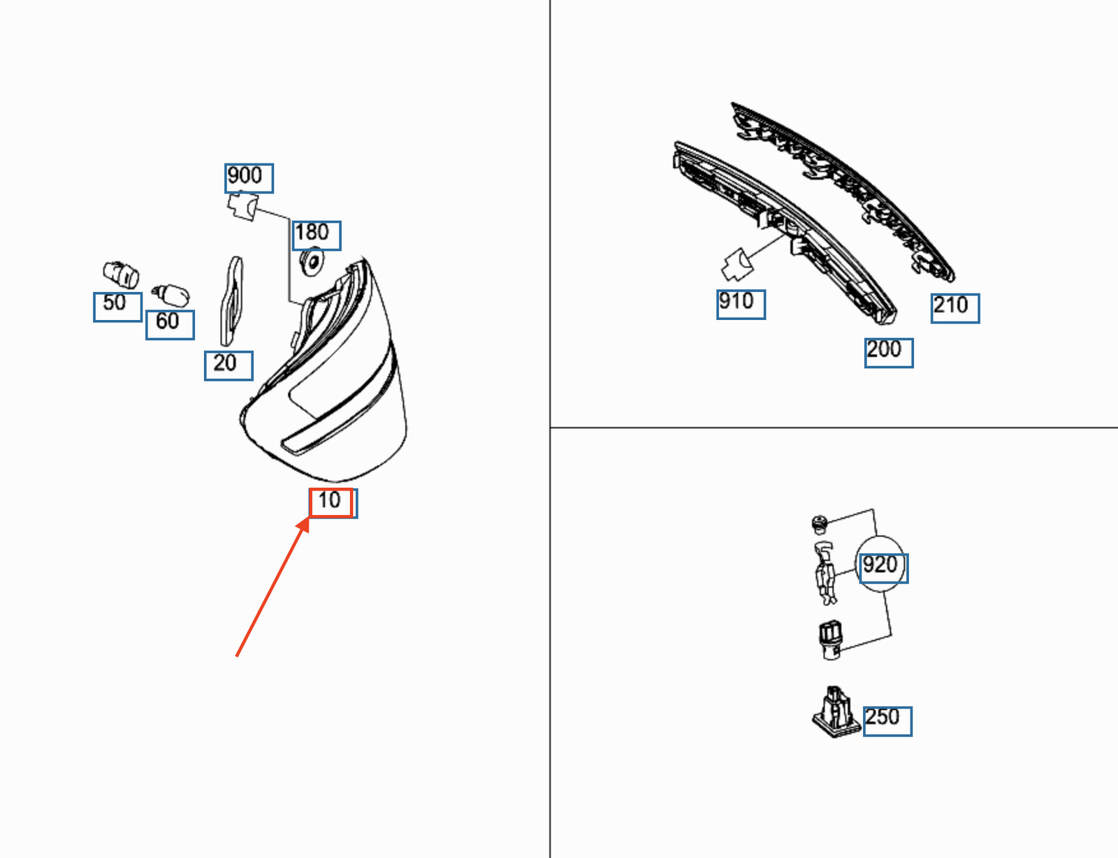 Feu arrière droit Mercedes-Benz SLC R172 A1729060057