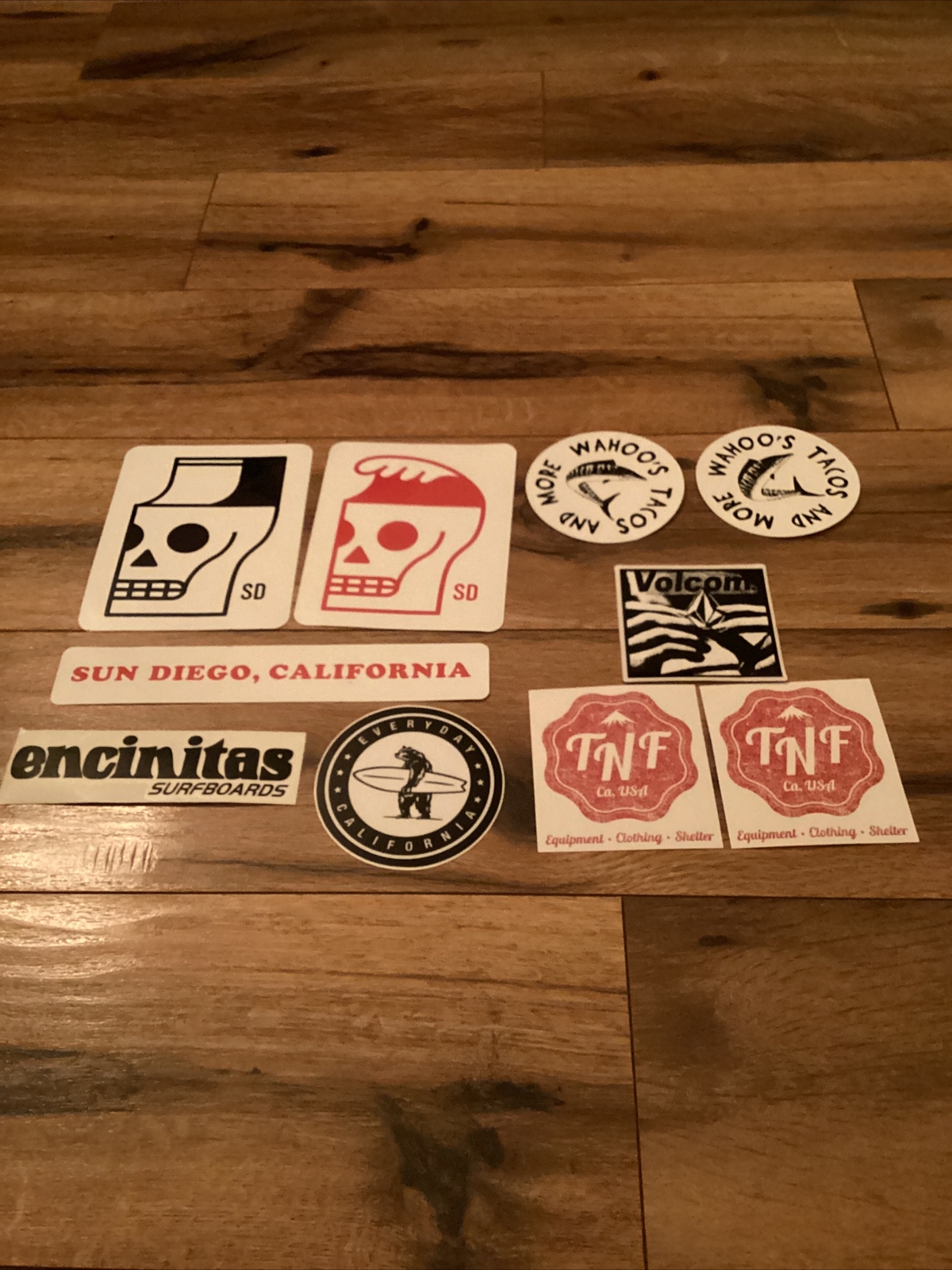 10 San Diego Surfboard Skate Stickers, Encinitas Surfboard, Sun