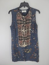 ALC Dress Womens 8 Sera Silk Floral Printed Sleeveless Tunic Mini Sheath Artsy