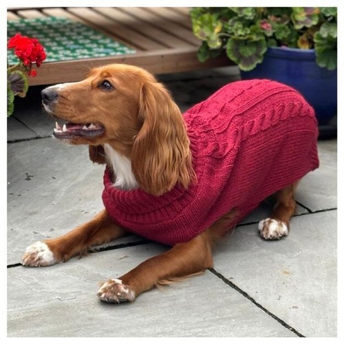 HugglePets Legacy Dog Cable Knit Jumper - Cosy Winter Fleece Sweater Puppy Coat - Picture 9 of 27