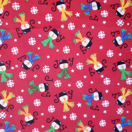 2.22 Yrd 100% Cotton Quilting Fabric Trenas Little Bit of Christmas Snowman Joy