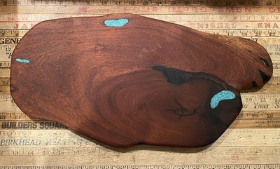 Handcrafted Cutting/Charcuterie/Cheese Board - Mesquite with Turquoise Inlay