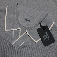 Raffi NWT Long Sleeve Polo Sweater Size XL in Gray Melange Silk  Cotton Blend