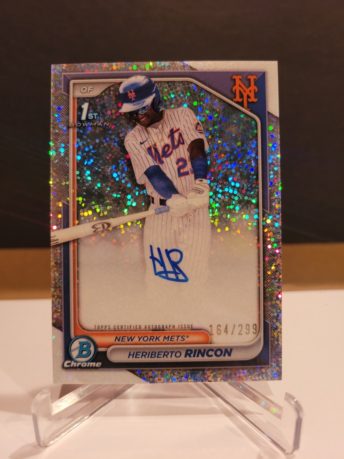 2024 Bowman Chrome - Heriberto Rincon Silver Speckle 1st Auto /299 - Mets