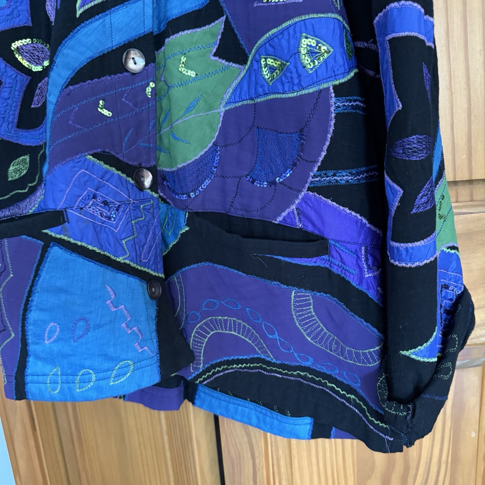 Chico's Women's Multicolor Patchwork Jacket Size … - image 2