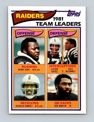 1982 Topps #185 Kenny King / Lester Hayes / McKinney / Ramsey / Martin Raiders