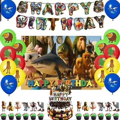 Tralalero Tralala Décoration Joyeux Anniversaire Tungtung Sahur Cerveau Ballons Décoration De Gâteau Sexe Révéler Fournitures De Fête Cadeau Pour Enfants