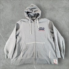Polo Ralph Lauren Hoodie Men Large Heather Grey Full Zip Jeans Co Y2K Sweatshirt