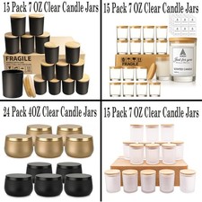 DIY Candle Set 15–24 Clear Jars 7oz & 4oz 24 Colors Candle Dyes & Wicks