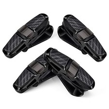 4 Pcs Sunglasses Holders for Car Sun Visor, Glasses Ticket Card Clip Black